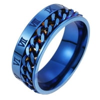 Mairbeon Unise Fashion Titanium Steel Roman Numerals Twist Chain Ring Party Gibry Gift