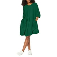 Женски рокли къси мини отпечатани летни кръгли рокля рокля зелено m