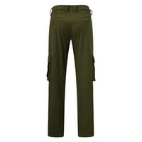 B91XZ тренировъчни панталони за мъже мъже ежедневни улица свободни четири сезона Corduroy High Multi Pocket Cargo Pants Зелено, размер L