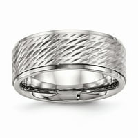 MIA Diamonds Неръждаема стомана, полирана с четка централен ръб диамантен разрез на пръстена - 8.5