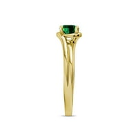 Emerald Bypass Solitaire годежен пръстен 0. CT в 14K жълто злато.size 6.5