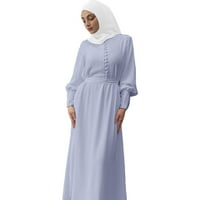 рокля с дълъг ръкав за жени твърда рокля Фенер ръкав Абая арабски кафтан рокля Дамски рокли