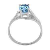 Бижута маули пръстени за жени 0. Каратов овален син топаз и диамантен пръстен 4-10к Бяло Злато