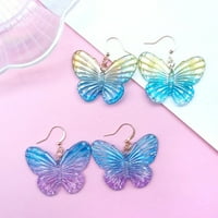 Jiaroswwei чифт градиент цвят пиърсинг момичета обеци акрилни прозрачни пеперуди с капка куки обеци бижута аксесоари