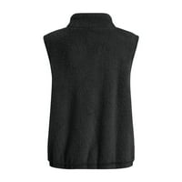 Женски плюс размер ежедневен цветен блок плюшен суичър цип свободен блуза топло палто жилетки резервоари черни xxl