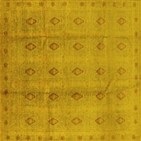 Ahgly Company Machine Pashable Indoor Rectangle Oriental Yellow Industrial Area Cugs, 5 '7'