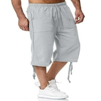 Колиша мъже панталони панталони с теглене на дъното еластична талия капри панталони, прилягащи плаж плътно цвят светло сив m