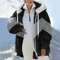Якета Uhndy за жени, модни жени топло фау палто яке зима цип дълъг ръкав външни дрехи зимни палта коледни подаръци за жени
