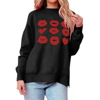 Pedort Fall Trendy огромен пуловер за жени с дълъг ръкав оребрена плетала ежедневна мека пуловер с пуловер отгоре черно, s