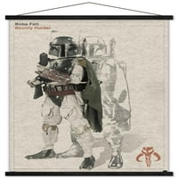 Star Wars: Saga - Boba Fett - Плакат за стена на скици с дървена магнитна рамка, 22.375 34
