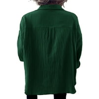 Зелен плътна бутон предни ежедневни туника женски блузи
