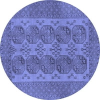 Агли Компания Машинно Пране Вътрешен Кръг Персийски Синьо Традиционни Килими Площ, 4 ' Кръг
