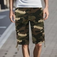 Fabiurt Mens Cotton Fashion Simple Camouflage Elastic Taist Gadys Casual Pants Shorts, Khaki