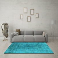 Ahgly Company Machine Wareable Indoor Rectangle Persian Turquoise Blue Bohemian Area Rugs, 7 '9'