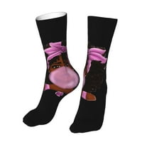Bubble Gum Black Girl чорапи за жени мъже Новост цветни чорапи на екипажа Небрежни смешни рокли чорапи подаръци за нея него