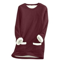 Термо дълги блузи за жени с джобове зимни ежедневни топли Шерпа руно облицовани Дебели Пуловер пуловер туники