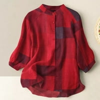 Клирънс под $ Шарела дамски модни ежедневни тениска с къс ръкав в-врата суитчър Блуза червено, ХХХЛ