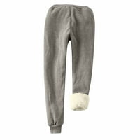 Зимен шерпа облицовани суитчъри за жени Сладки принт топъл джогинг руно панталони сиви размер 4xl