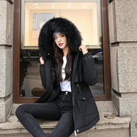 Женски дрехи плюс размер руно, облицована с ревера жилетка отворена предна ревера външни дрехи есенни модни зимни газове солиден цвят черен xxl