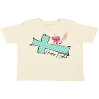 Мастилено Честит Великден Сладък надничащ зайче и кариран кръст подарък малко момче или малко момиченце тениска