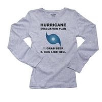 План за евакуация на урагана - Вземете сива тениска с дълъг ръкав на бира с дълъг ръкав