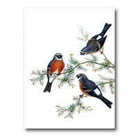 Реколта природа птици на клон трети живопис платно изкуство печат
