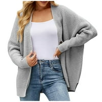 Фесфесфес ежедневни пуловер жилетка за жени хлабав Плътен цвят палто дълъг ръкав бутон Пуловер дами Връхни дрехи клирънс