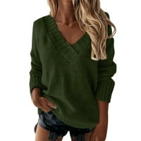 Дамски суитчъри марка жени небрежни разхлабени плътни цветове с дълъг ръкав мода v Врат пуловер пуловер Мъжки пуловер Суитчър Суичър Пожар пуловер северозапад