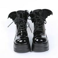Tawop Fall Boots for Women Жените черни ботуши ботуши глезени за жени с ниска пета Обувки за модни обувки Кръгъл пръст на пръста на петата с ниска варела патентова кожена кожа лъскава черна 5,5