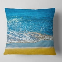 Дизайнарт пясъчен плаж и спокойно синьо море възглавница за сърф - Морски Бряг - 16х16